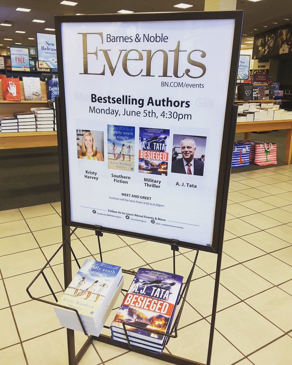 BNWilmington's tweet photo. Excited to have authors A.J. Tata and Kristy Woodson Harvey in store June 5, 4:30-6:30. Meet them & have your books signed! #bnbooksigning https://t.co/tcfIEjjHoT