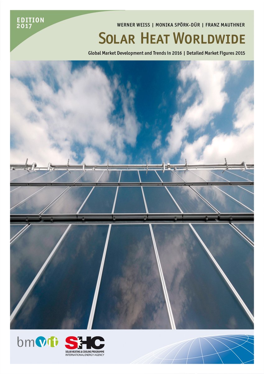 IEASHC's tweet photo. 2017 edition of IEA SHC Solar Heat Worldwide report now online https://t.co/35CDZRGIoZ. Only report dedicated to #SolarThemal data analysis https://t.co/WDSa63M4IL