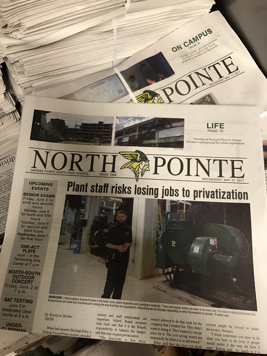 lindseyramsdell's tweet photo. 15 issues, 2 extras, 196 pages later and that's a wrap for @thenorthpointe 2016-17! Go check out our last issue of the year! https://t.co/R52Lxlldhb