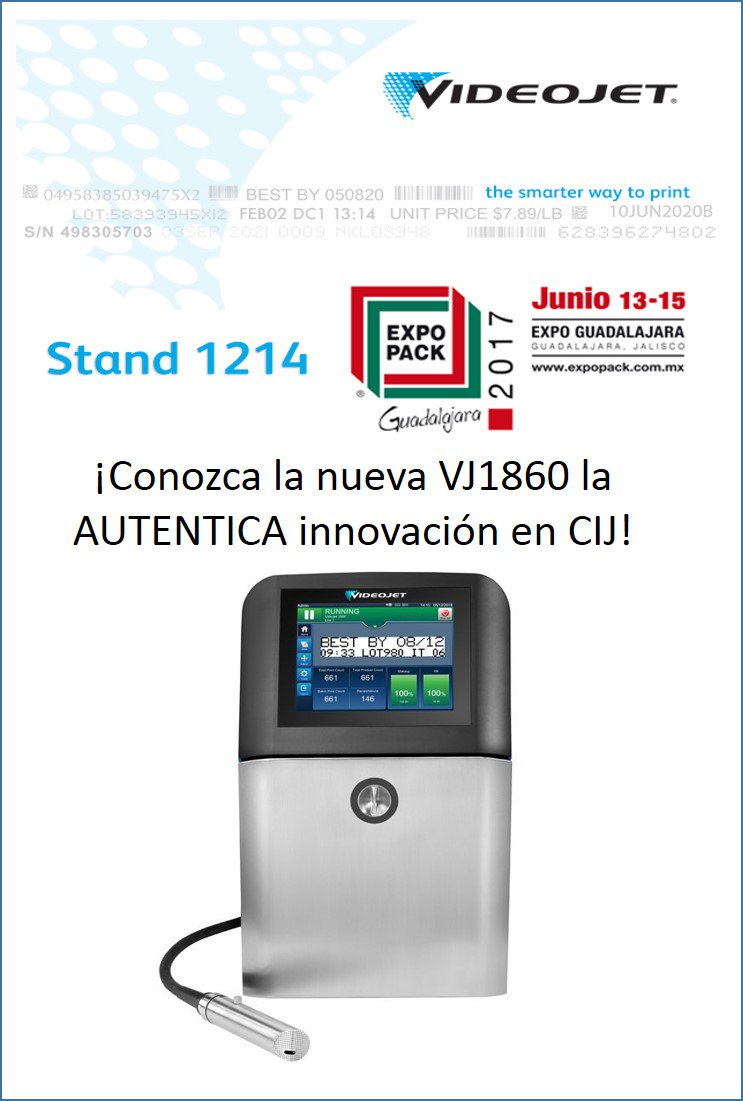 VideojetMexico's tweet photo. A 13 días de #ExpoPack 2017, visítenos para conocer la #la1860 la nueva #codificadora de  #Videojet. Hoy último día de registro gratis https://t.co/d9kGgp6yHQ