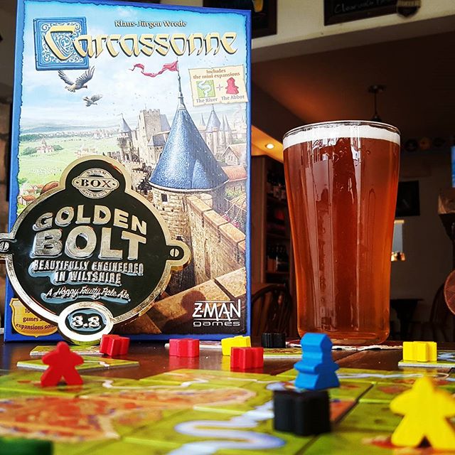 Golden Bolt, 3.8% from <a href="/BoxBrew/">Box Steam Brewery</a>  has just hit the bar! Fancy a game of Carcassonne, anyone? <a href="/Zmangames_/">Z-Man Games</a> 
#craftbeer #stroud #cotswolds