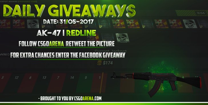 CSGOArenaGG's tweet photo. Daily Giveaway RT + follow @CSGOArenaGG to enter! We'll be giving away AK-47 | Redline GL&amp;HF ❤️ https://t.co/rGBy9SsZyI