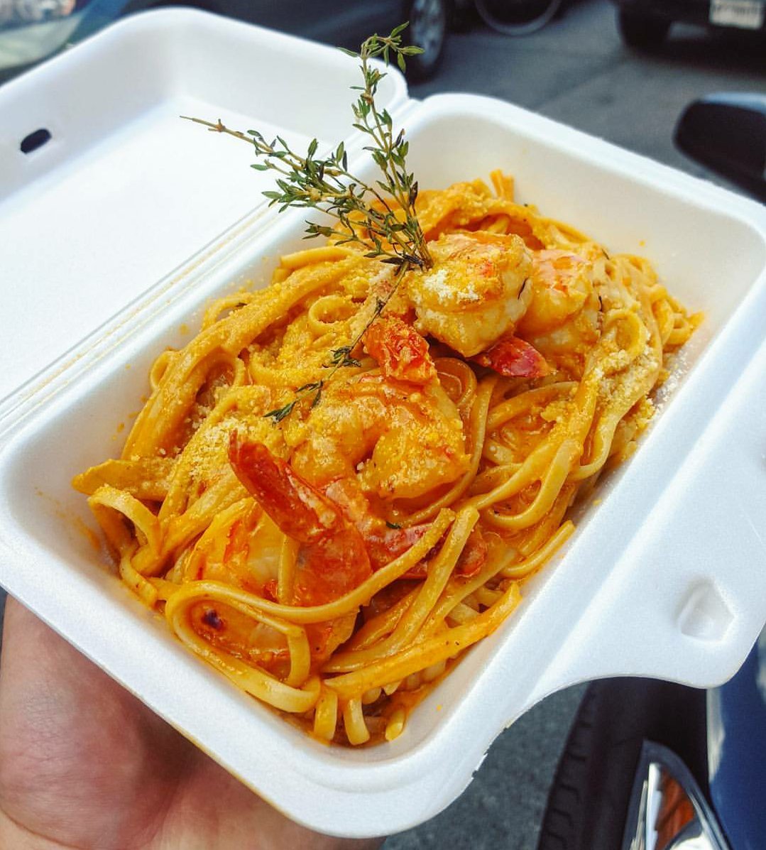 Scampi Linguini with Jamaican twist, only at Eat Rasta Pasta Jamaican Take-Out #WithGrabb