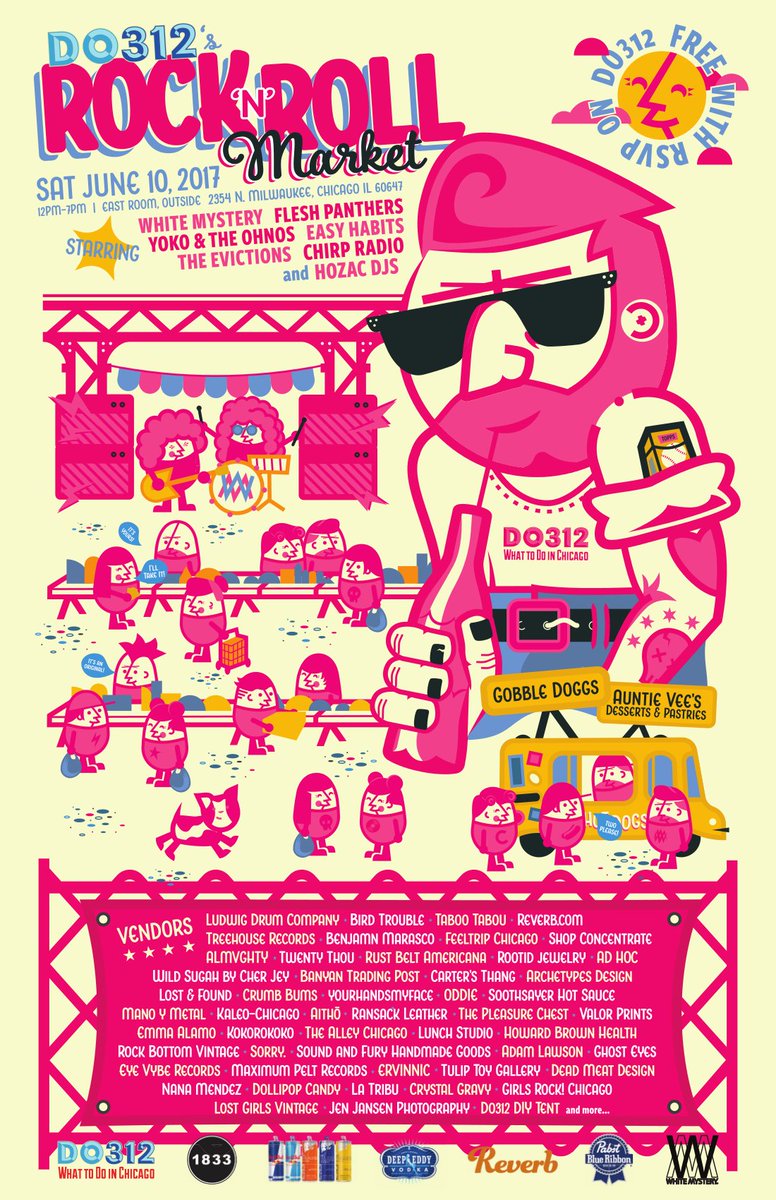 Stoked to have <a href="/CHIRPRadio/">CHIRP Radio 107.1FM</a> <a href="/Do312/">Do312</a> <a href="/reverbdotcom/">John Dee</a> <a href="/fleshpanthers/">flesh panthers</a> at #RnrRmarket June 10 <a href="/EastRoomChicago/">East Room</a> :) RSVP here: do312.com/rocknrollmarket