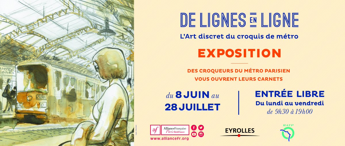 alliancefrparis's tweet photo. #alliancefrparisidf reçoit l'exposition " De lignes en ligne " - 8 juin / 28 juillet 2017 ! https://t.co/Rt0Qbw8xEL #croqueurs #métro #paris https://t.co/kNImq1sa10