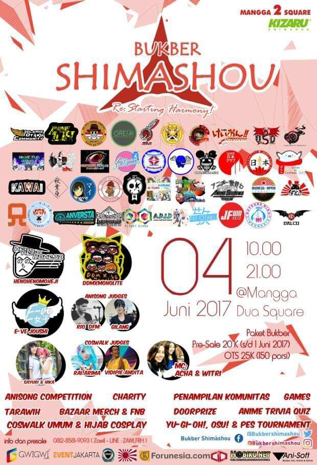 Bukan bukber biasa,  dengan ±40 komunitas tergabung bersamanya,   yuk ikut <a href="/BukberShimashou/">Bukber Shimashou</a>  4 Juni 2017 di Mangga Dua Square ~