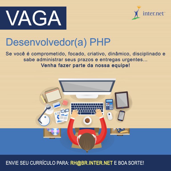 Inter_Digital's tweet photo. É programador em PHP? Está buscando novas oportunidades ou uma recolocação? Mande seu CV e venha trabalhar conosco! #vaga #php #interdotnet https://t.co/4OxMCEHoNj