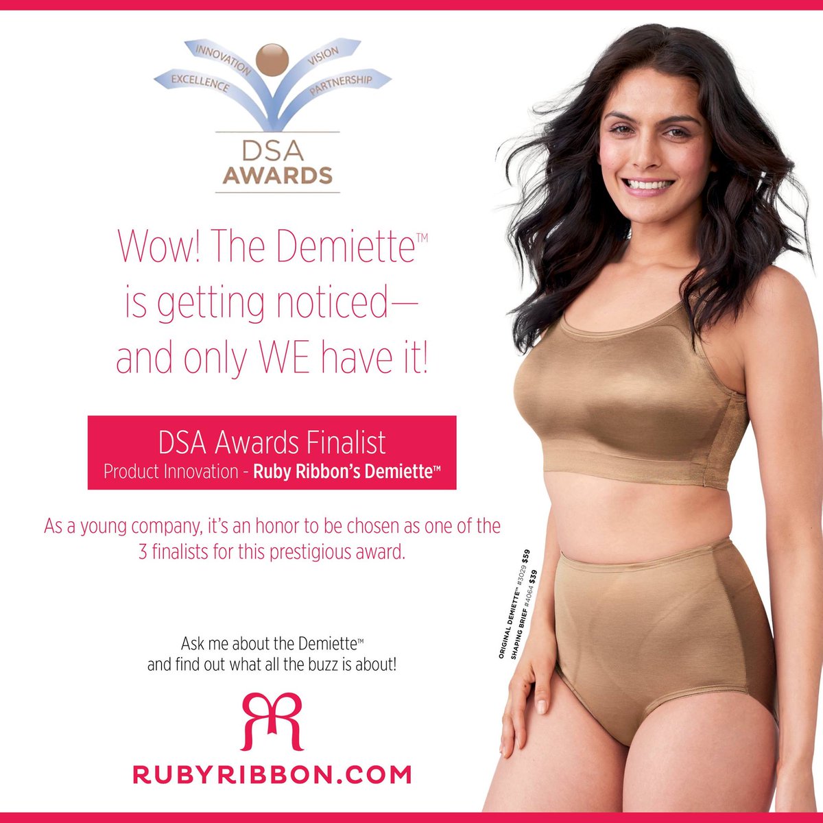 #Honored to be chosen by the <a href="/DSAssn/">Direct Selling Association</a> as a DSA Award Finalist in #ProductInnovation for the <a href="/RubyRibbonHQ/">Ruby Ribbon HQ</a> Demiette™