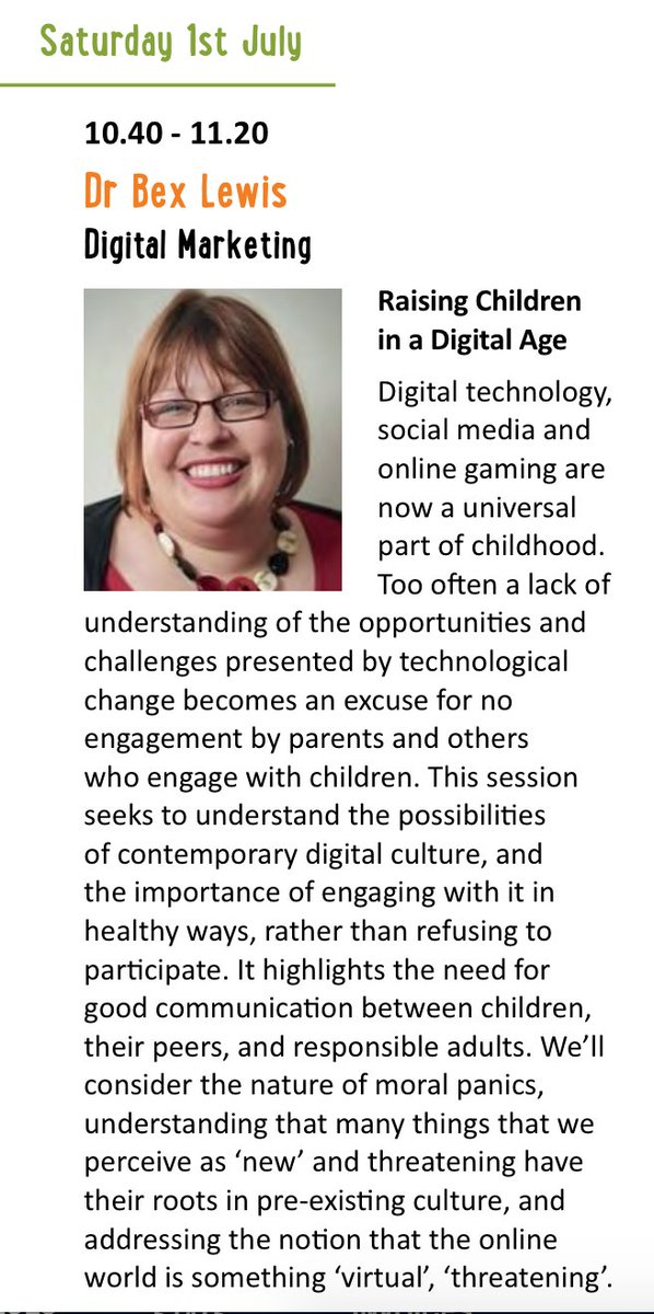 Dr Bex Lewis will be talking about Digital Childhood on the Saturday of IFC2017 festivalofchildhood.com