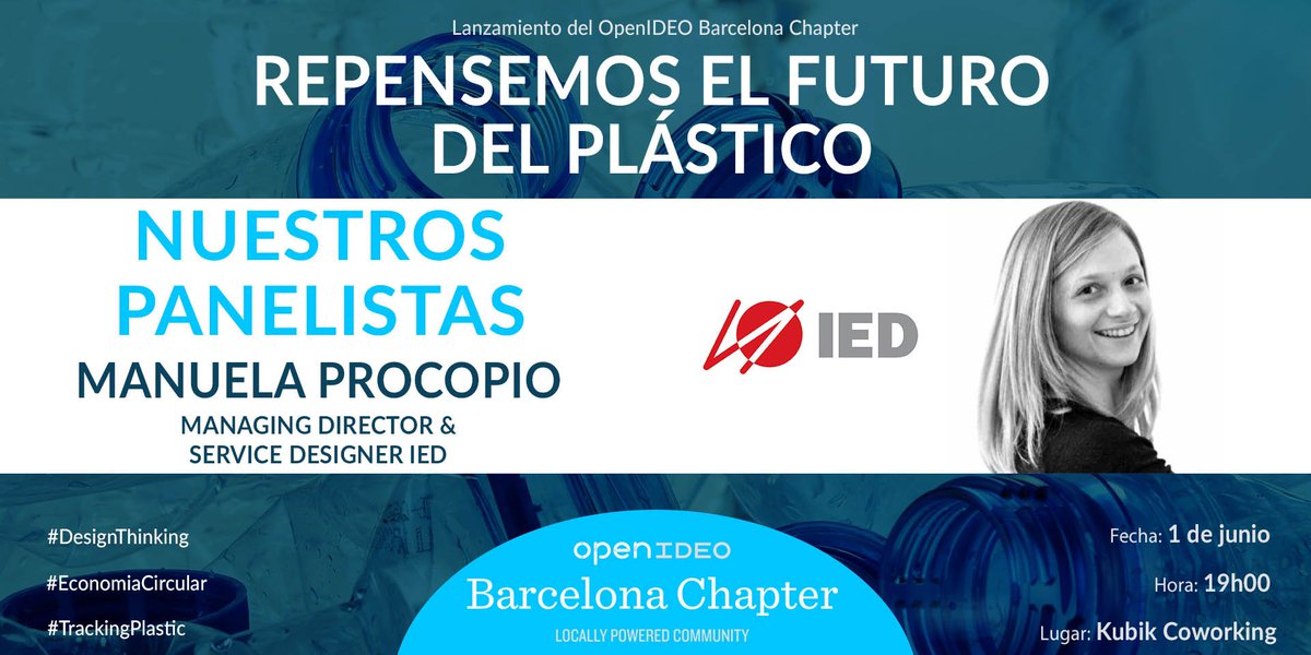 OIBCNChapter's tweet photo. Manuela Procopio @manuelapro de @iedbarcelona hablará en nuestra mesa redonda sobre el papel del #DesignThinking en la #economiacircular https://t.co/41iRXHnT6u
