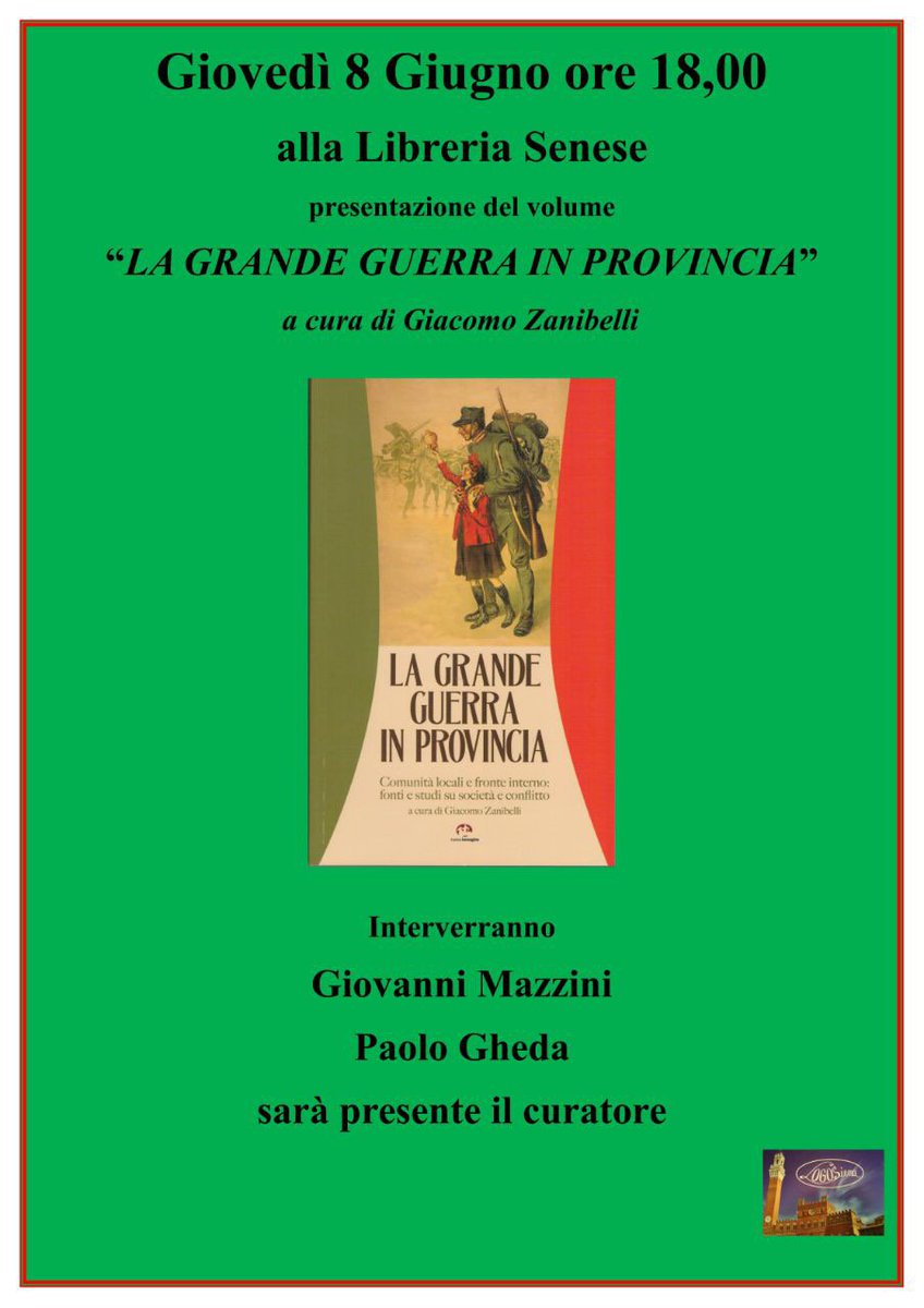 NuovaImmagineEd's tweet photo. In anteprima alla Libreria Senese di #siena presentazione del #libro "La #GrandeGuerra in Provincia" -> 8 giugno alle 18 #savethedate https://t.co/GiyMbFZNjq