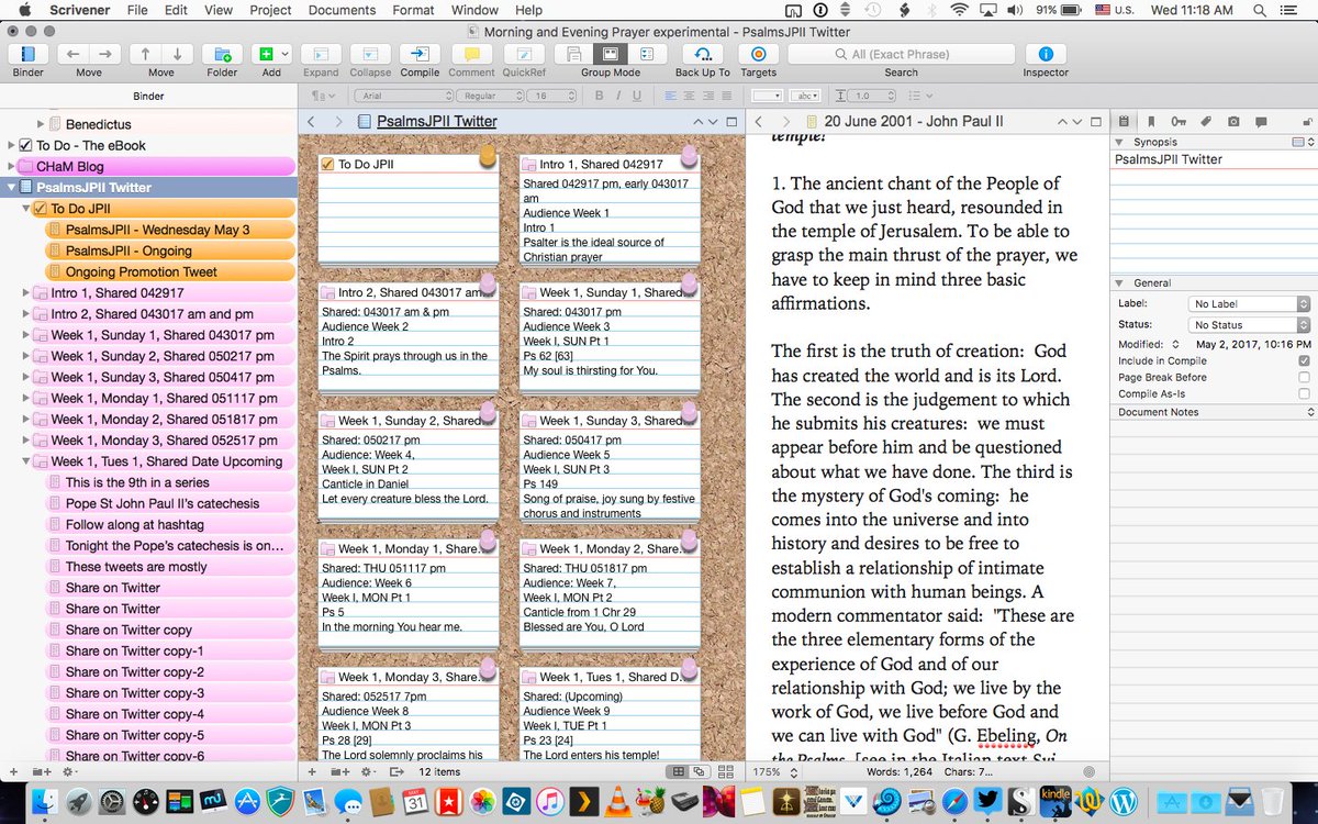 disciple96's tweet photo. And just because I can, gonna post a screenshot of #PsalmsJPII, one of the #SharingProjects in @ScrivenerApp, the amazing writing studio. https://t.co/y3p7qB2fNN