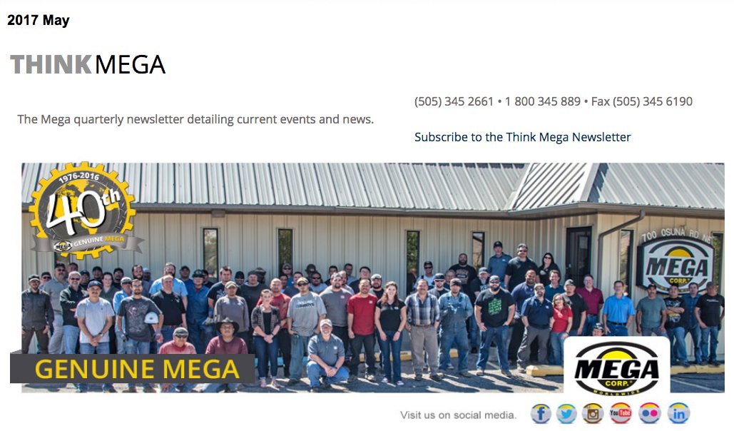 MegaCorpWW's tweet photo. Stay up to date with our Think Mega newsletter-check out our latest edition for May 2017 https://t.co/qWPUGrEUSJ #ThinkMega #GenuineMega https://t.co/4WiIlpXlEx