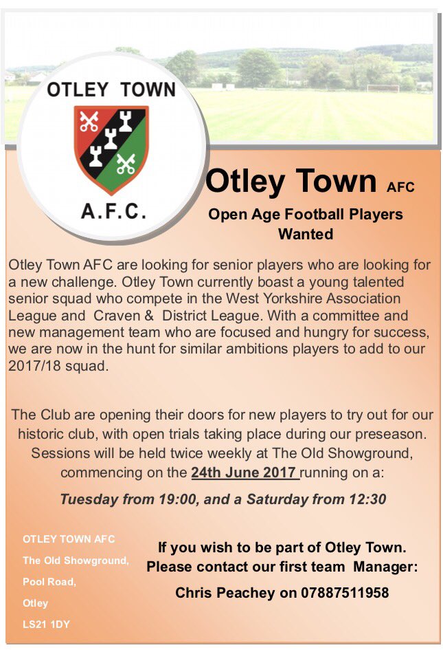 ⚽️Open Age players

#Yorkshireis #LovinLeeds @sportsbulk @StrayFM <a href="/wharfeobserver/">Wharfedale Observer</a> <a href="/NonLeagueNorth/">Non League Yorkshire</a> @OtleyRetweets #otley #leeds #oneclub