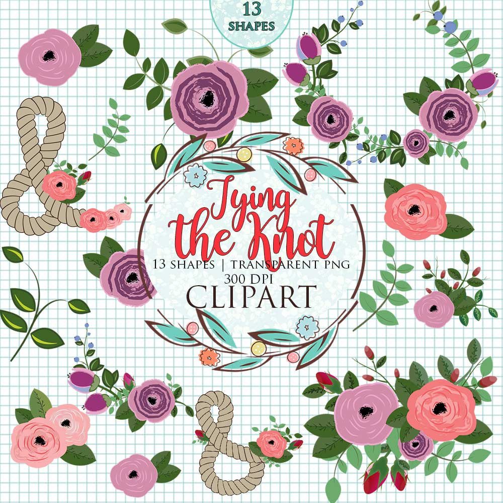 Tying the Knot: Floral Clipart, Wedding Clip Art etsy.com/listing/498510… #BouquetClipArt #WeddingClipArt