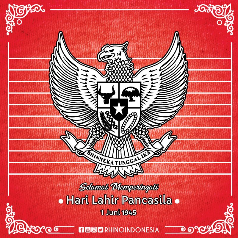 Rhino_Indonesia's tweet photo. Selamat  Hari Kelahiran Pancasila #Rhinovers!
United we stand, divided we fall! #wecare #rhinocare #KelahiranPancasila #bhinekatunggalika https://t.co/ID1vsEdFez