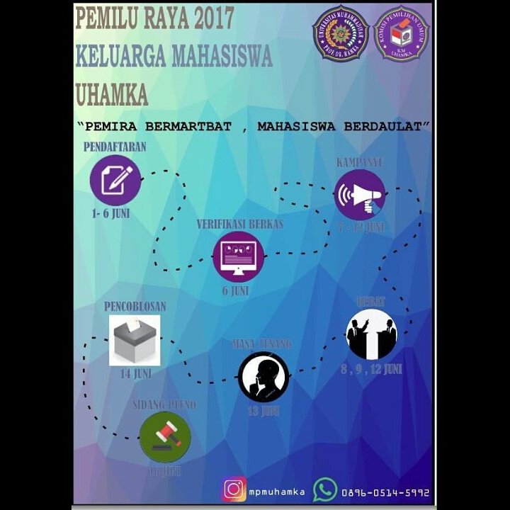 MPM_UHAMKA's tweet photo. -Pemira KM UHAMKA 2017- 
Dimana pemira kali ini menentukan siapa Calon Presma &amp; Wapresma UHAMKA &amp; Anggota MPM UHAMKA 17-18
Cp:089605145992 https://t.co/GvLCgHixvg
