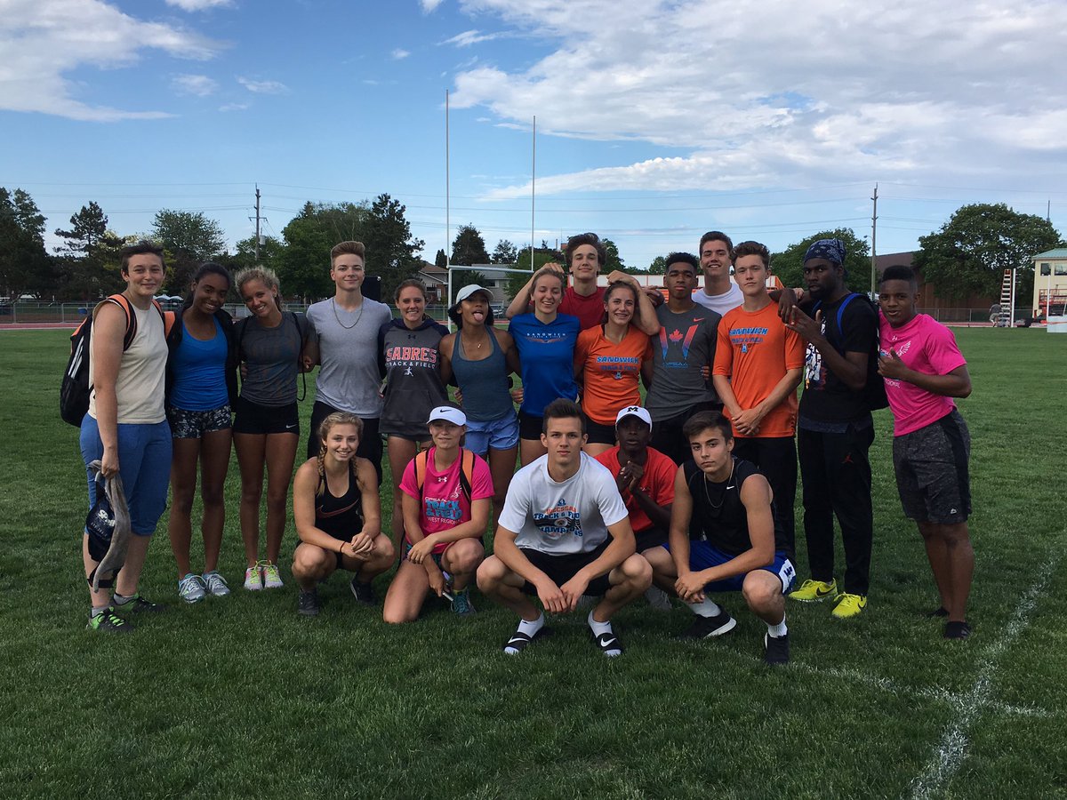 hannahgarton's tweet photo. Sandwich Sabres team photo @ #ofsaatrackandfield!! #welcometotheshow @sssSabres @OFSAATrack https://t.co/q71ZPvHcyD