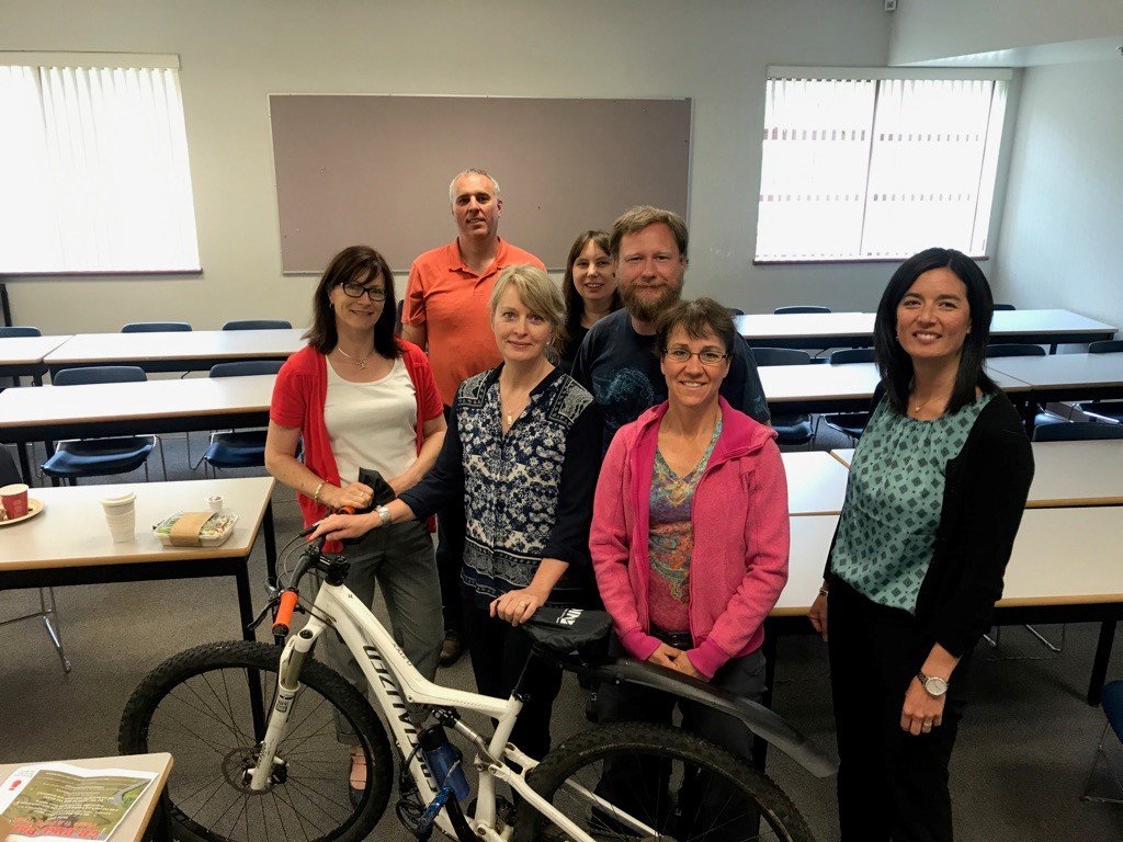 NIC_first's tweet photo. NIC's #CampbellRiver #BiketoWorkWeek team celebrated their pedal power today with a pizza lunch. #BTWWBC and #IamNIC #PedalforPizza https://t.co/qDl3i2M7Iy