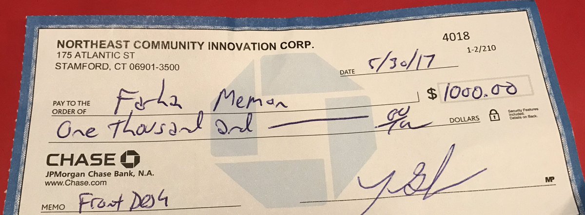 frontdeskteam's tweet photo. Thanks to Northeast Community Innovation for awarding us $1k prize for "The Front Desk" our @amazonecho hotel concierge skill. https://t.co/Ihnns1Ejy2