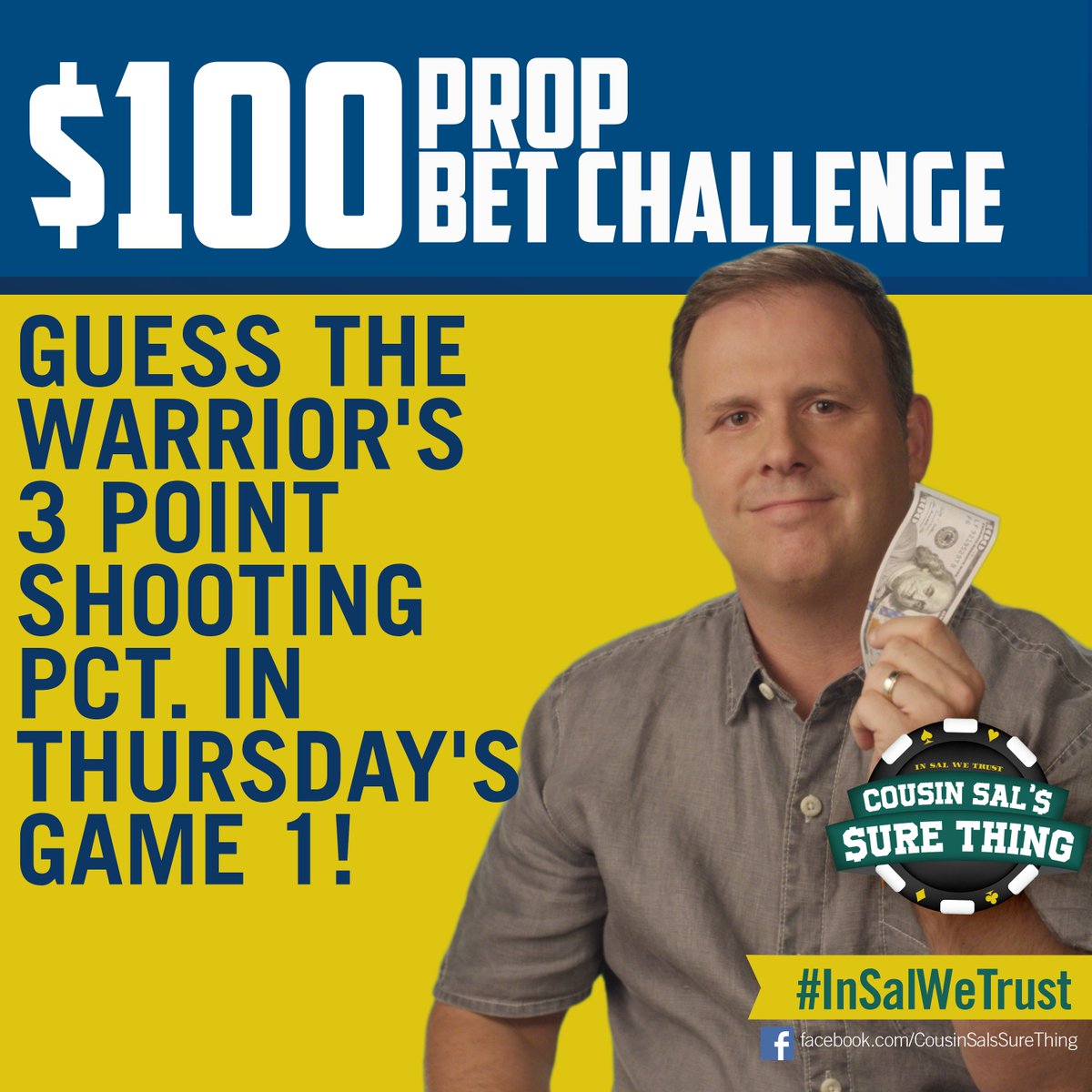 salssurething's tweet photo. Guess the Golden State Warriors 3 point shooting percentage for tomorrow's Game 1 of the NBA Finals! Enter here https://t.co/V57CxgzgBV https://t.co/mrF8f5h6X0