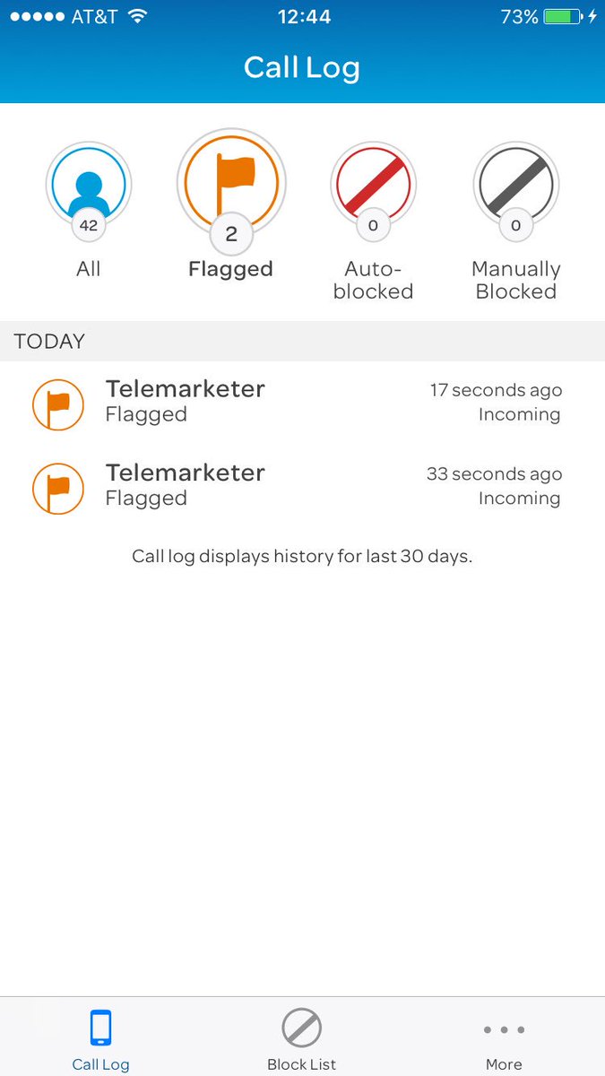 vebutton's tweet photo. #attcallprotect blocks telemarketer calls to my iphone https://t.co/W6E5bl8OgK