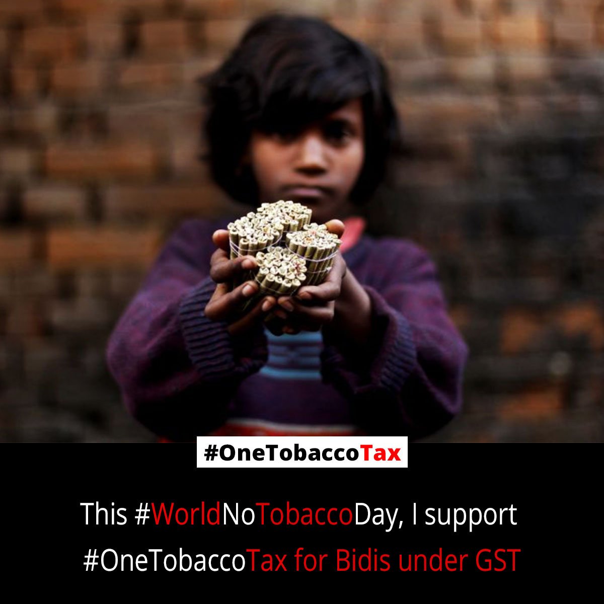 DrKripaAlva's tweet photo. 1.7 mn children work in India's bidi rolling industry. This needs to STOP. On #WorldNoTobaccoDay, I support #OneTobaccoTax for #Bidis. #GST https://t.co/t4G8NWTOn9