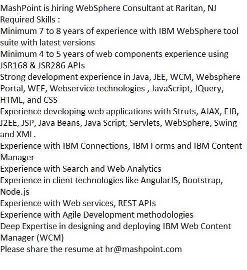 twitjobalerts's tweet image. MashPoint is hiring for WebSher Consultant at Raritan, NJ