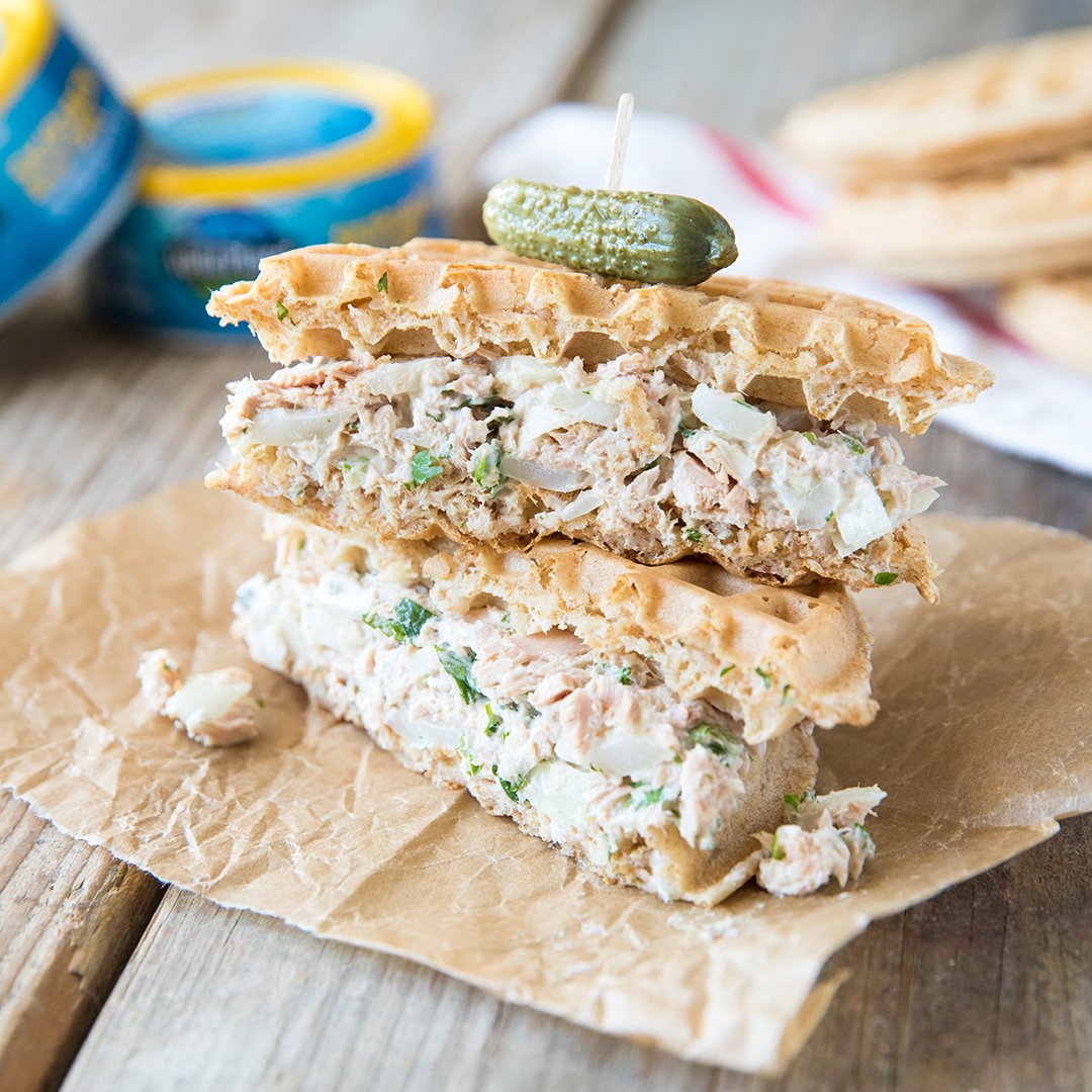 wildplanetfoods's tweet photo. We're enjoying #wafflewednesday with a tuna salad waffle sandwich! Tag your Wild Planet meals with #wildlygoodfood to be featured! https://t.co/ySMqEMEctP
