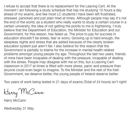 I'm not writing about this as an expert on Education, or even as a journalist, I'm writing this as an 18 y/o Leaving Cert student! #Ed