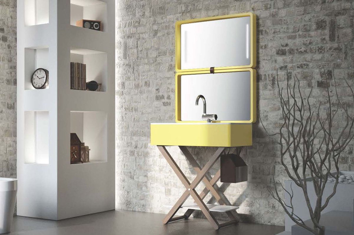 A1. Here's another novel idea for a #powderroom or #guestroom. MyBag #furniture composition bit.ly/SuitCase. Thoughts?! #Kbtribechat
