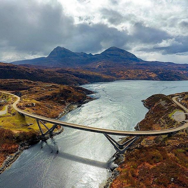VisitScotland's tweet photo. We can't be the only ones who've got serious road trip envy looking at this amazing shot of Kylesku Bridge! 📷 IG/csa_adventure #Highlands https://t.co/mFG3x0ITCs