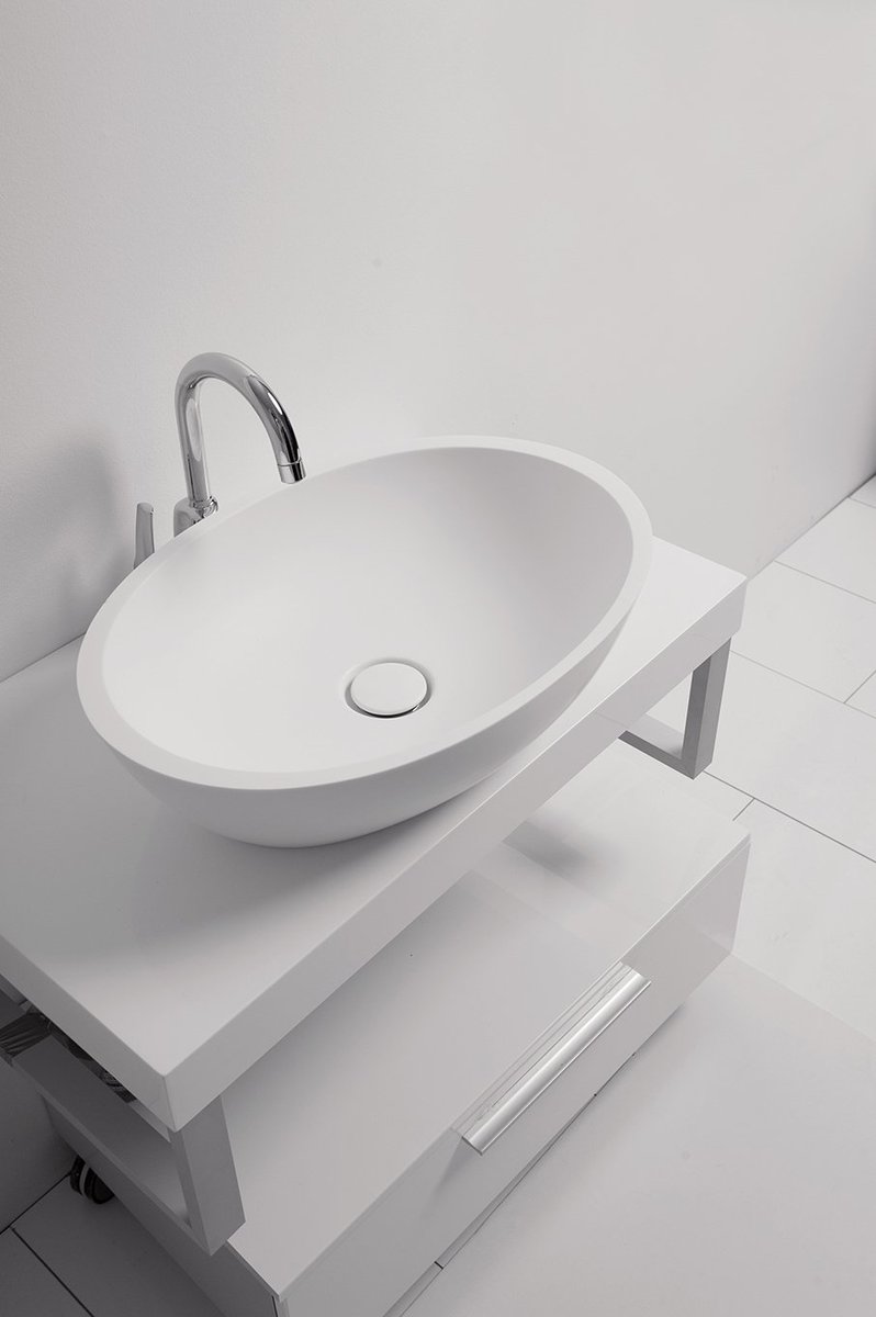 A3. Modern #vessel #sinks are timeless and elegant, particularly in a white matte finish. bit.ly/SensSink. #KBtribechat