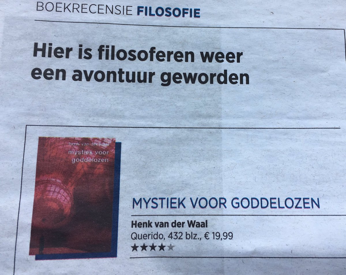 Het kwartje begint te vallen: vier sterren in <a href="/trouw/">Trouw</a> voor #mystiekvoorgoddelozen!  <a href="/Querido_nl/">Uitgeverij Querido</a>. henkvanderwaal.nl/html/pers.html