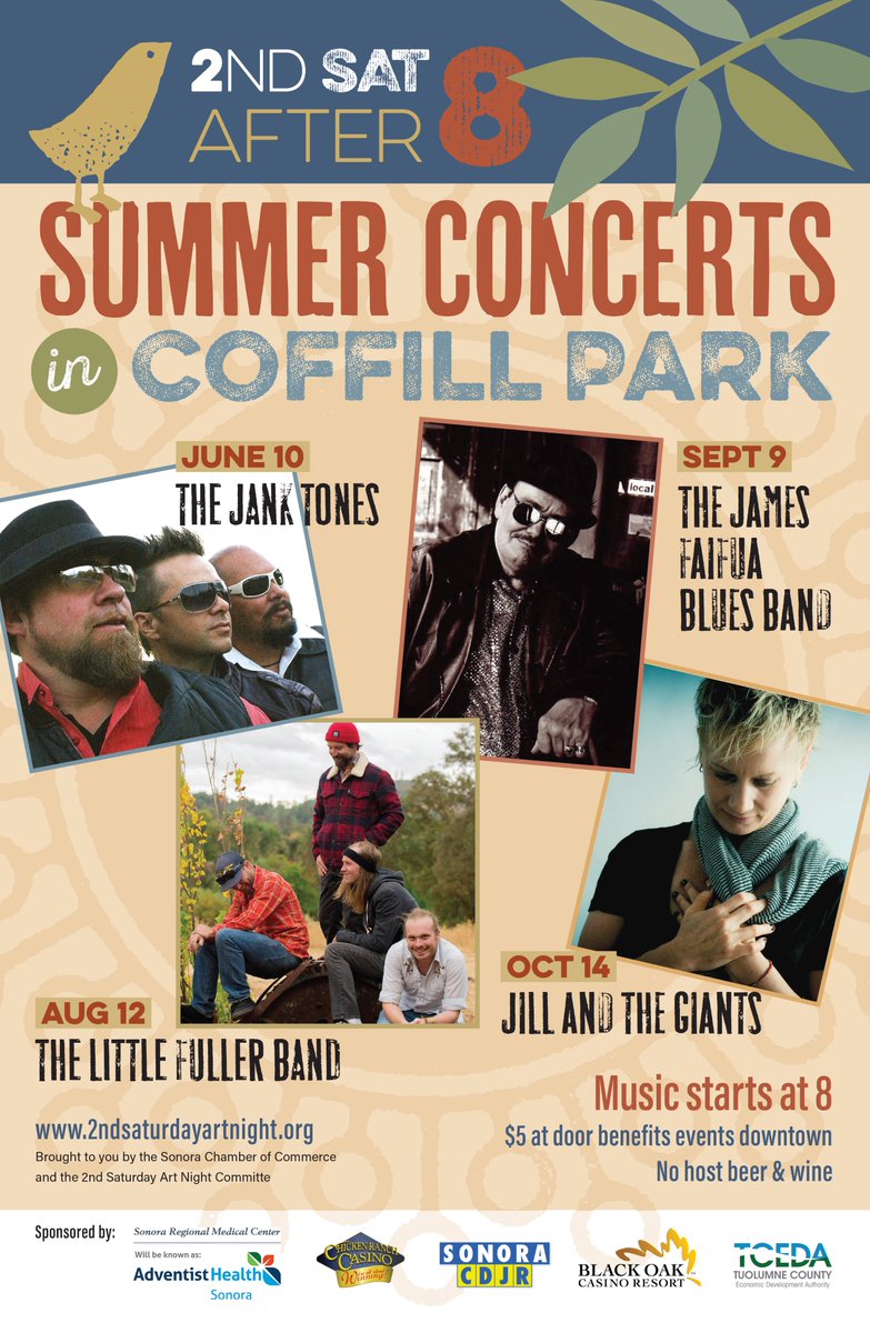 Summer Concert Series-Coffill Park. After 8, 2nd Saturday's in June, August, Sept &amp; October! Beer,wine,dancing. $5 benefits downtown events.
