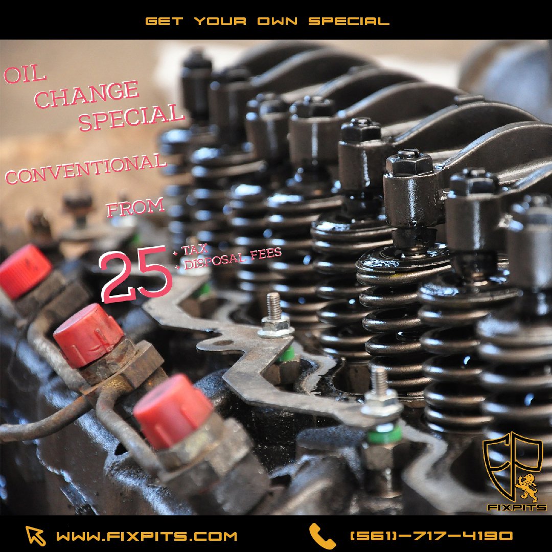 FixPits's tweet image. #FixPitsCoupon: Get your own oil change special from 25 + tax &amp;amp; disposal fees. You can get yours at fixpits.com