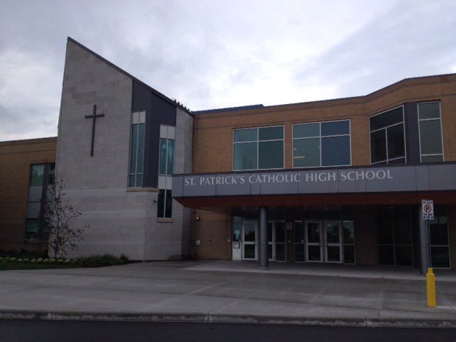 sarnianewstoday's tweet photo. Grade 9 geography class at St. Patrick's High School startled when 3 ft pipe crashes through the ceiling. https://t.co/LvdbGdxRin https://t.co/EqFxu7YNUU
