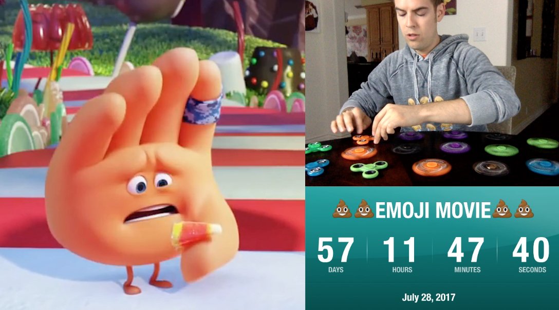 jordskælv At passe Ikke vigtigt jacksfilms on Twitter: "Counting down to The Emoji Movie for 1 hour while  spinning 15 fidget spinners and dabbing every 60 seconds  https://t.co/KFLWEZXsMb https://t.co/fo7lQJEWRC" / Twitter