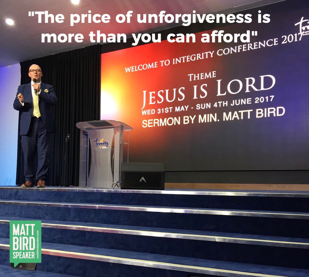 MattBirdGlobal's tweet photo. "The price of unforgiveness is more than you can afford" #IntegrityConference #TrinityBaptistChurch @tbcoasishouse https://t.co/y2k1Dxjklt