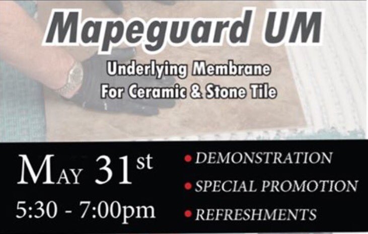 Sarana_Tile's tweet photo. Be sure to attend tonight's event at our Hamilton showroom ! @MapeiAmericas @Sarana_Tile https://t.co/67As0Aq3h7