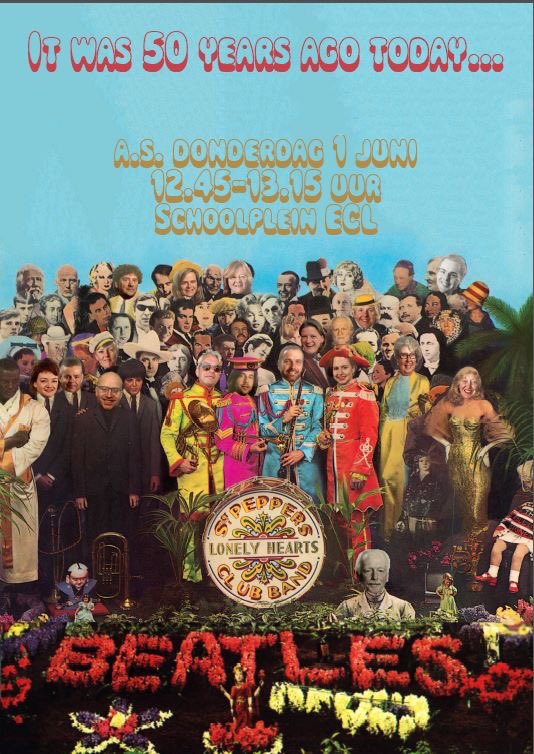 Muzikale 'Sgt. Pepper's'-happening op schoolplein ECL Haarlem, donderdag 1 juni 12.45 u. 
Lees meer via: 
spaarnestroom.nl/sergeant-peppe…