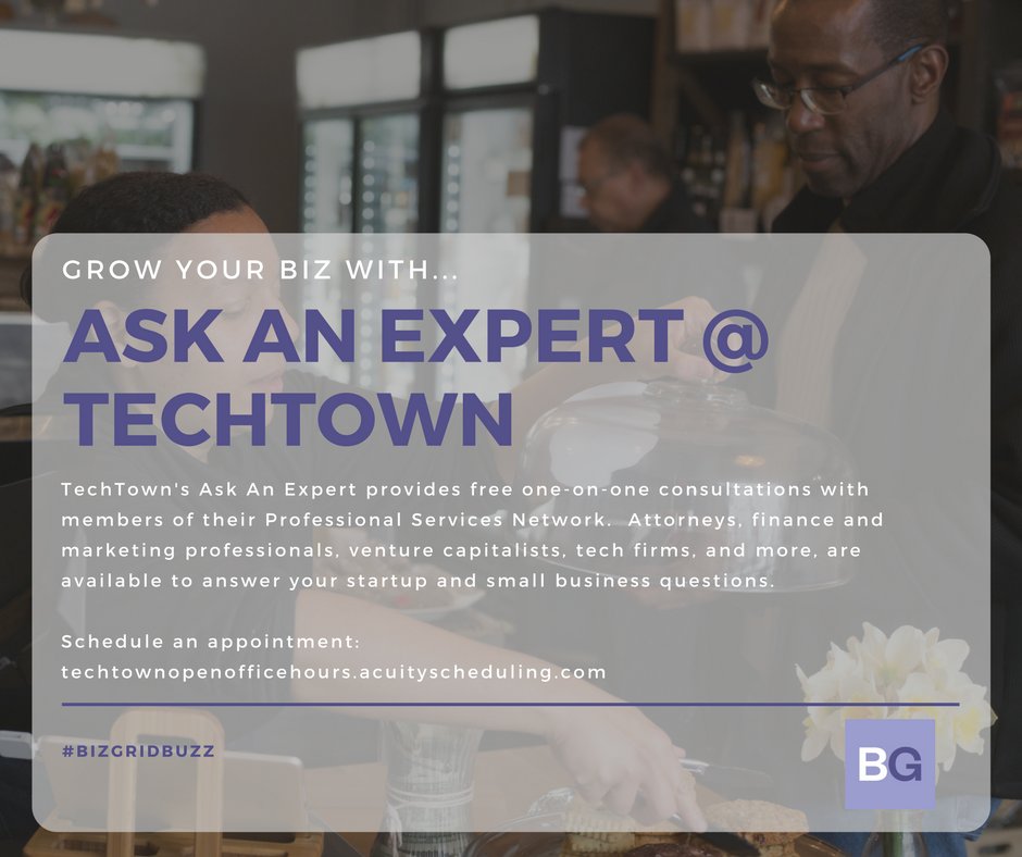 Check out <a href="/techtowndetroit/">TechTown Detroit</a> 's new program, Ask An Expert! #bizgridbuzz