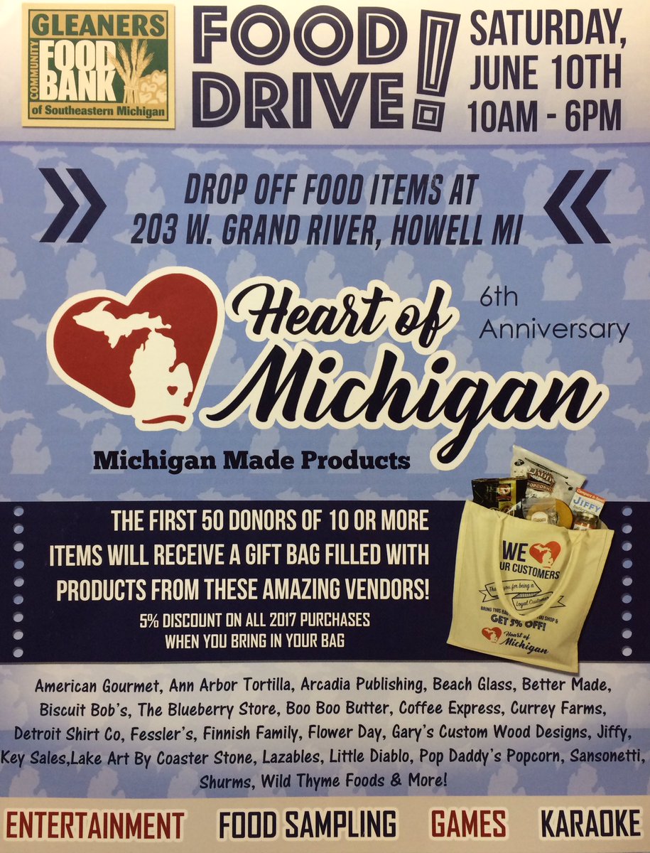 Blueberry_Store's tweet photo. We are proud supporters of @HeartofMich Food Drive. Show your support &amp; stop out June 10th #give https://t.co/rqYRv4YR3h