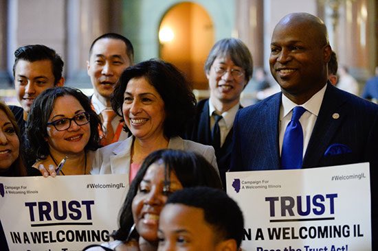 SpeakerWelchIL's tweet photo. It's official! SB31, the Illinois Trust Act has passed both houses, and it is headed to the Governor's desk. #TrustAct #WelcomeIL https://t.co/wIlhb3JXnL