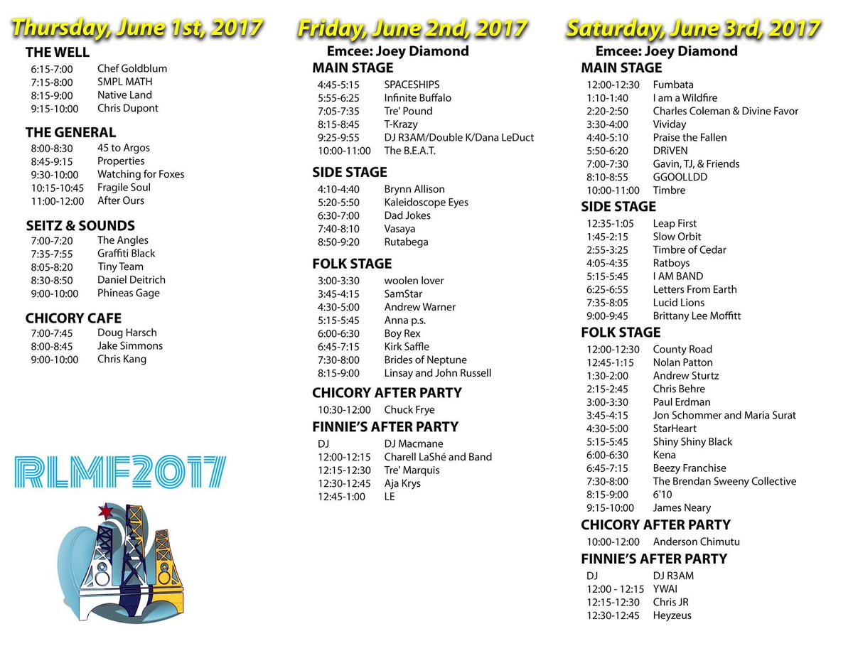 RiverlightsMF's tweet photo. Just one more sleep til Thursday shows. Get your tickets for Fri &amp; Sat at any Thursday show! #BWE2017 https://t.co/TPy4biQbvi