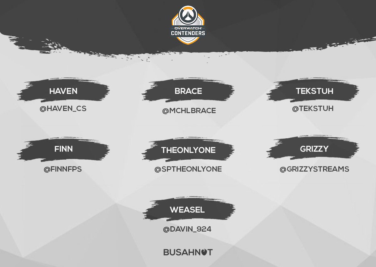 Busahnot's tweet photo. Pleased to announce the return of Busahnot with our Overwatch lineup, which will compete in the Overwatch Contenders Open Qualifiers. https://t.co/t78WL6Fi47