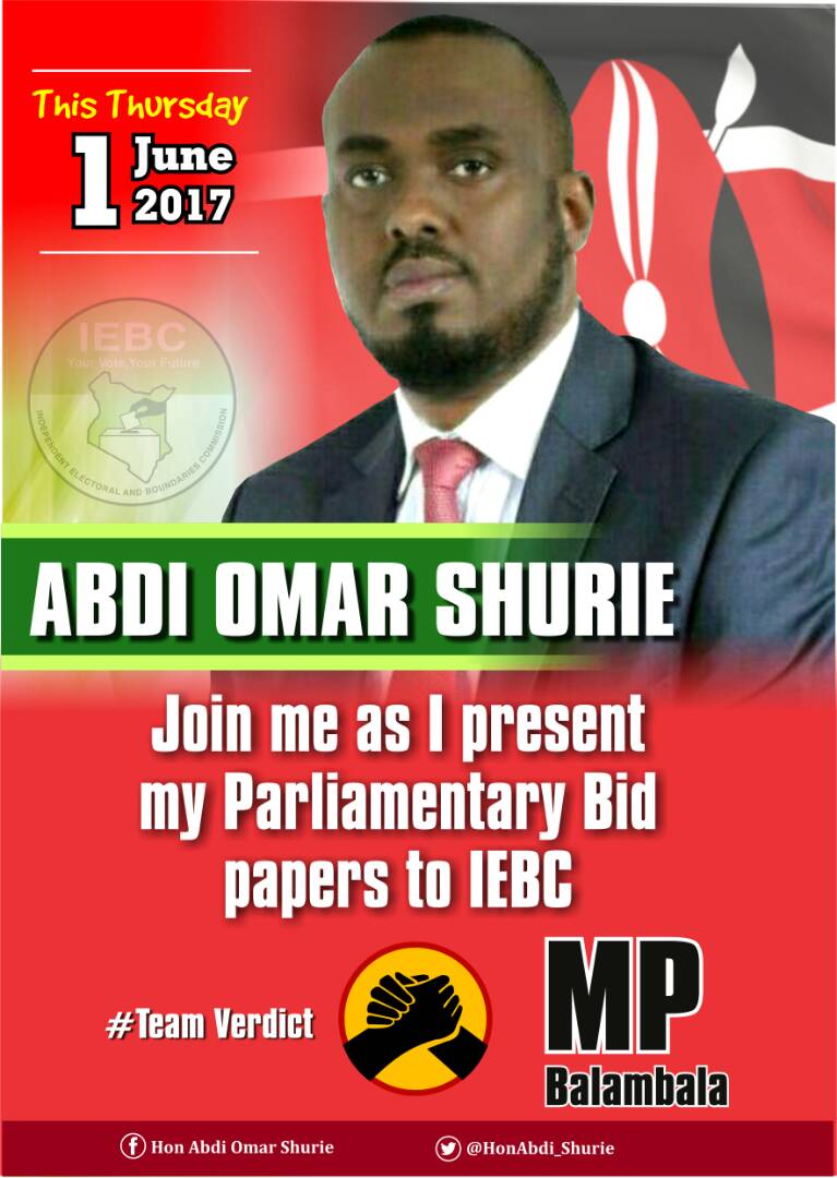 AbdirahmanArte's tweet photo. Abdi Omar Shurie will today be presenting his bid to represent the great and wonderful people of #Balambala to IEBC . See you there https://t.co/f14V7LK1bg