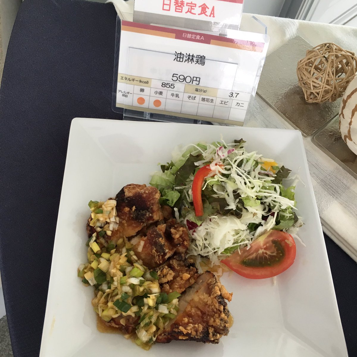 ট ইট র 神奈川大学801 806食堂 本日のメニュー A定食油淋鶏 B定食ネギ塩豚丼 神大健美膳は油淋鶏 鰆の西京焼きで小鉢は里芋の煮物 もやしときゅうりの中華和えです 神奈川大学 神大 横浜 白楽 みなとみらい 学食 Ku1食堂