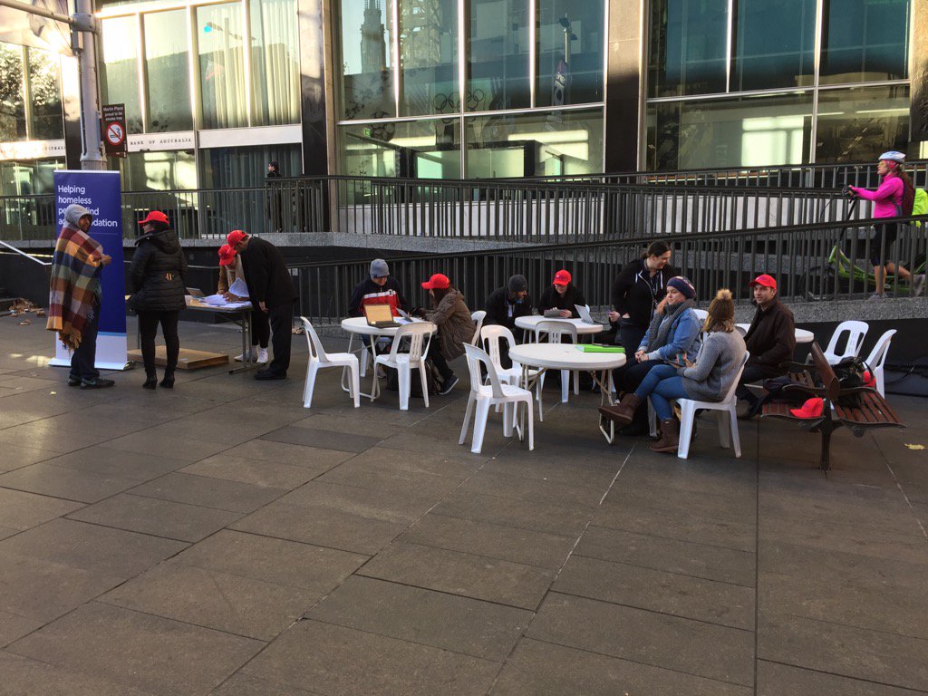 paulvevers's tweet photo. More of the FACS team and NGO partners helping homeless people in Martin Place, Sydney this morning https://t.co/fhc3a9Uy6e