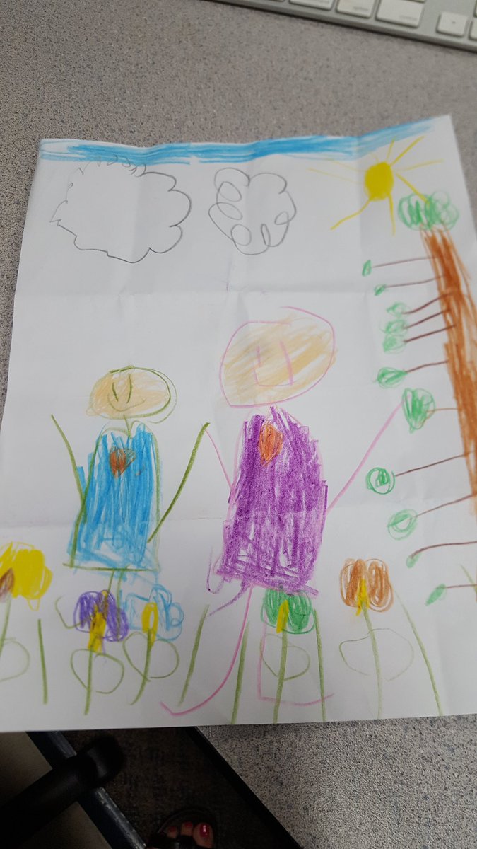 MrsCoronado4's tweet photo. When Ss start out unable to write their names and end the year writing like this. He even drew us. 💓 It makes me so proud!! #perfectlyprek https://t.co/CbrG4X6jRw